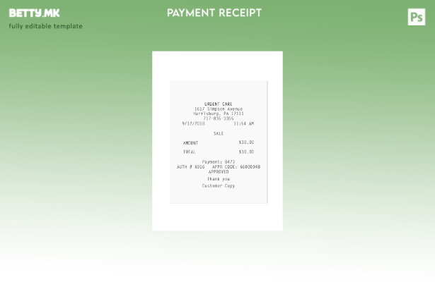 Модерен стил шаблон потврда за плаќање итна нега